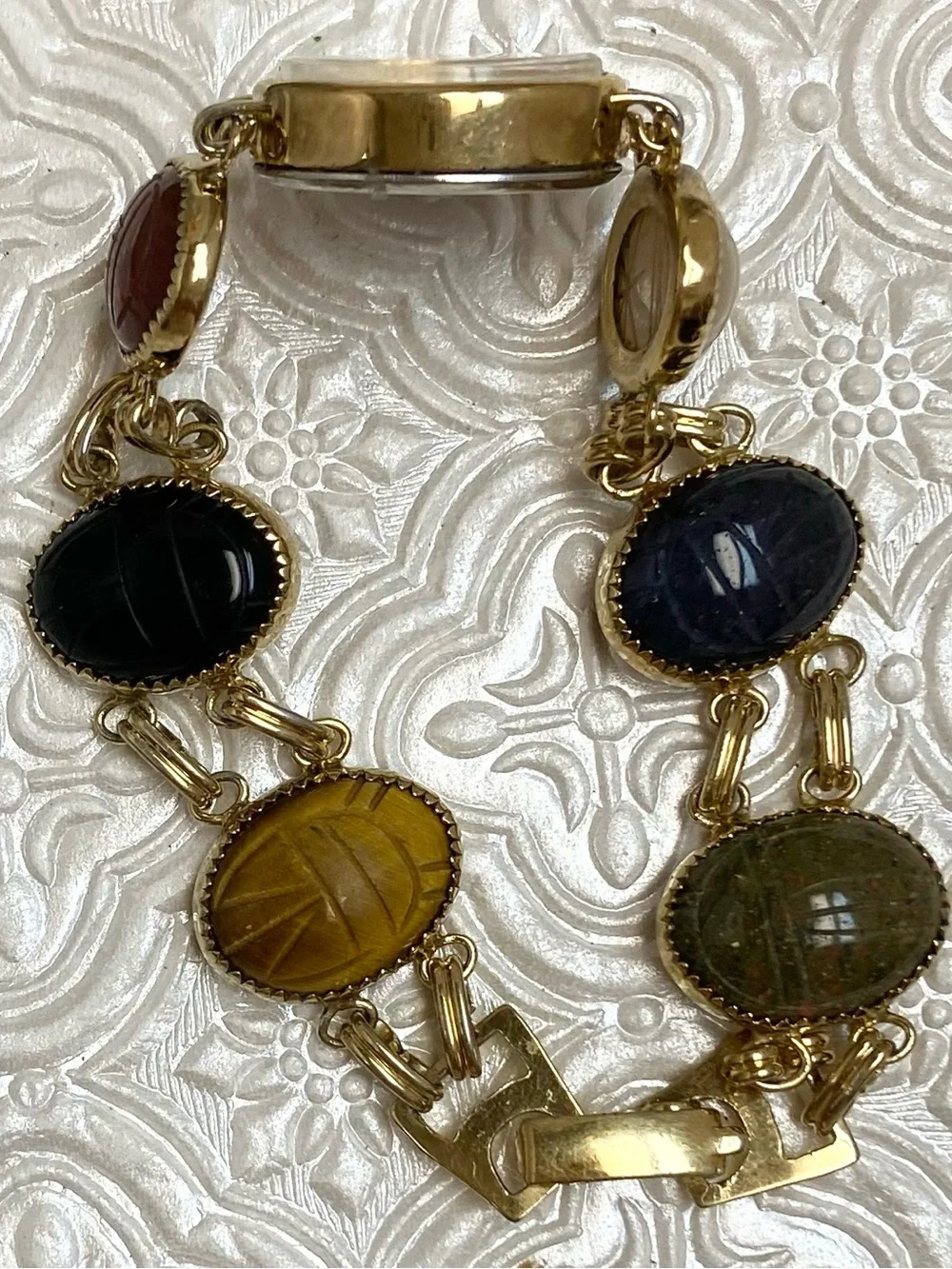 Vintage Pedre Scarab Bracelet Egyptian Revival Gold-tone Ladies Watch